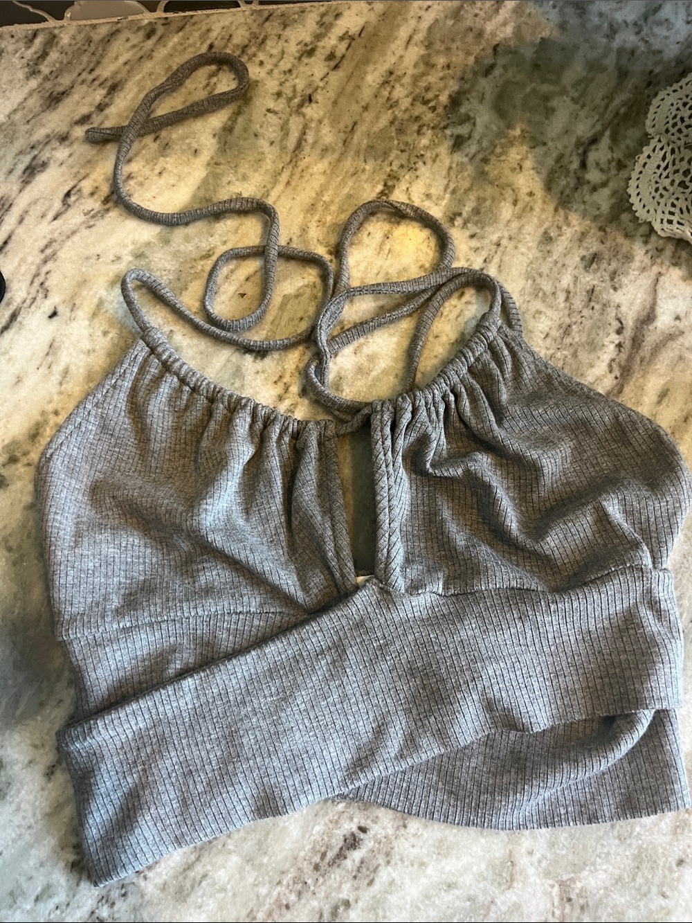 Better Be Ribbed Heather Gray Bralette NWT S